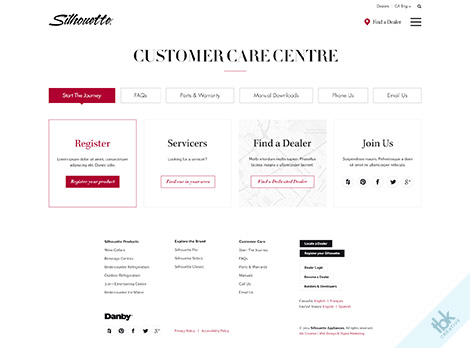 Customer care centre page